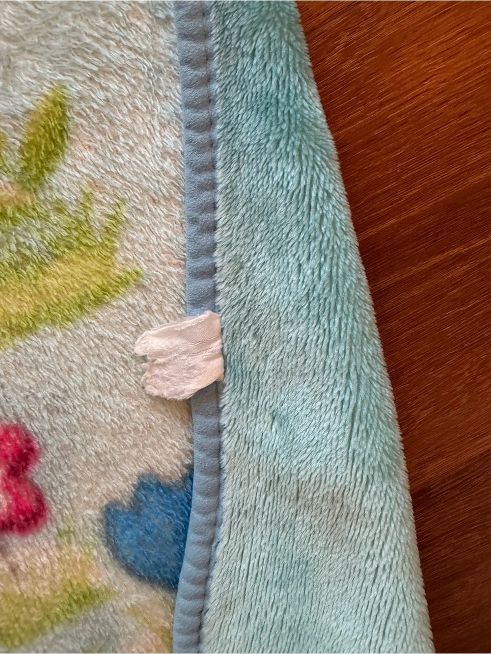 Vintage Baby Blanket Teddy Bear Balloons Puppy Dog Butterfly Blue Plush Lg 52x42